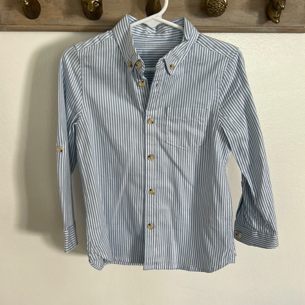 Marks & Spencer 2-3 T unworn blue striped button down shirt